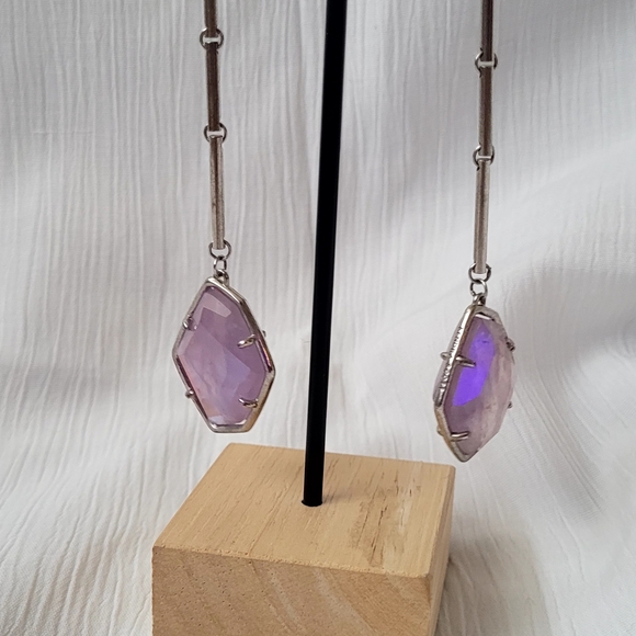 Kendra Scott (Charmian) Amethyst Dichroic Glass Statement Earrings - Picture 3 of 13